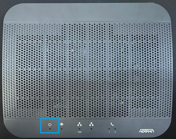 Adtran 822V ONT with Power LED indicated