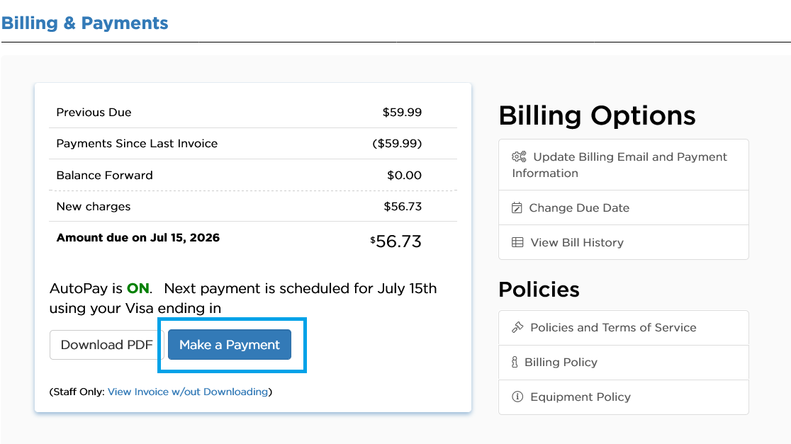 Member Tools Billing and Payments